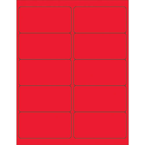 Tape Logic LL410RD 4 x 2 in. Fluorescent Red Removable Rectangle Laser