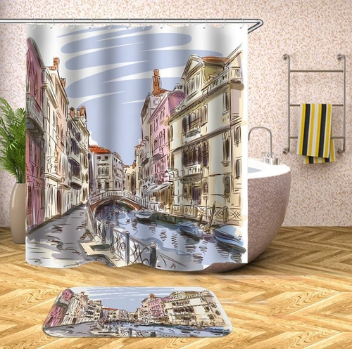 Color Drawing Venice Shower Curtain