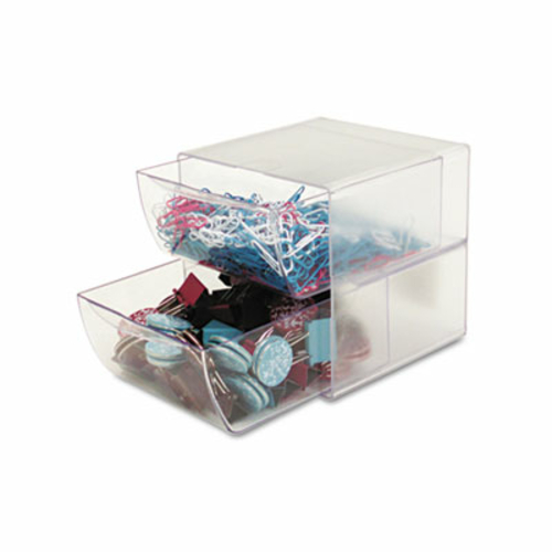 Main deflect-o 350101 2 Drawer Cube Organizer- Clear Plastic- 6 x 6 x 7 7/2 image