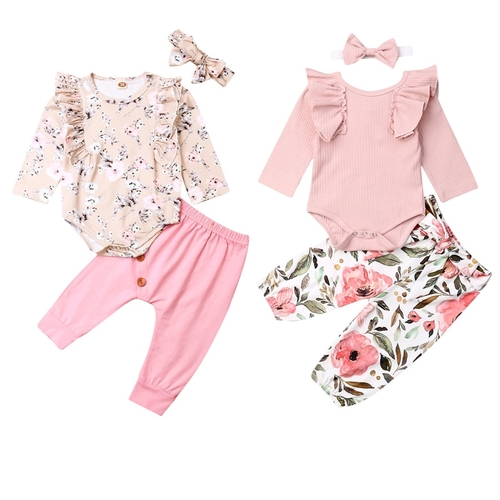 3pcs Newborn Baby Girl Clothes Sets Long Sleeve