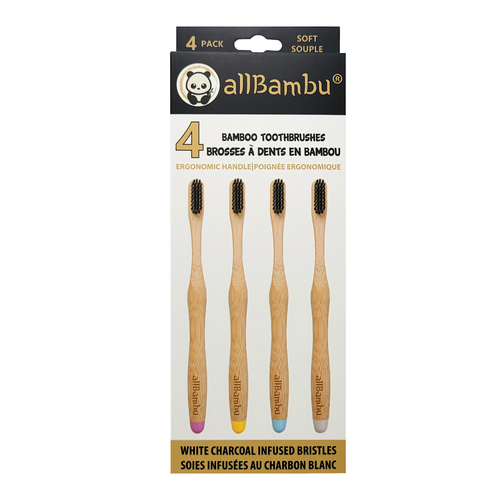 allBambu Bamboo Toothbrush Pack of 4