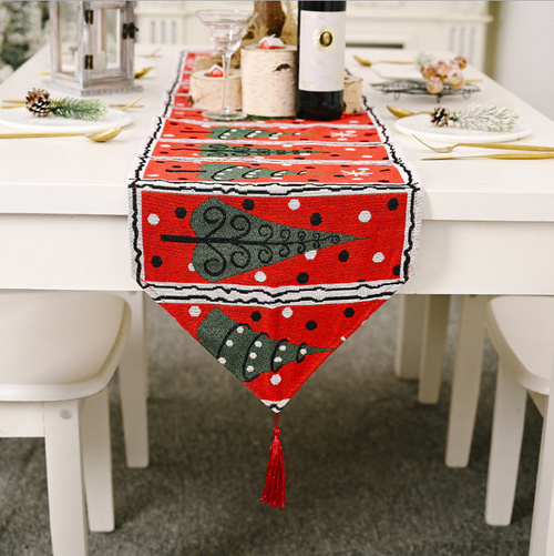 Christmas Table Runner thickened knitted Dining Tablecloth Xmas Party