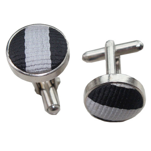 Thin Stripe Cufflinks - Black & Grey