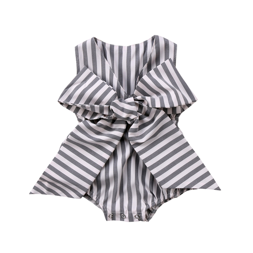 Popular Big Bowknot Sleeveless Newborn Gray