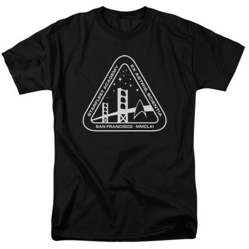 Star Trek-White Academy Logo - Short Sleeve Adult 18-1 Tee - Black,