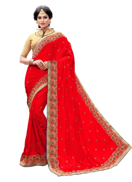 Red Color Silk Saree with Blouse