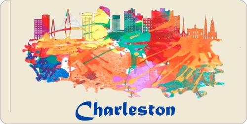 City Of Charleston SC License Plate Watercolor Art