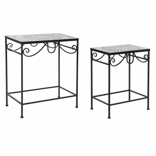 Set of 2 tables DKD Home Decor Black Ceramic Ironwork 48 x 30 x 58 cm