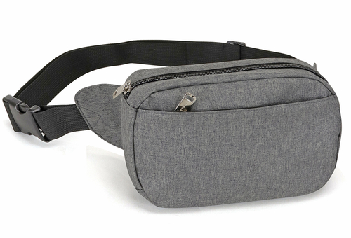 Rounded Dual Pocket Fanny Pack, Heather Gray - Case of 72