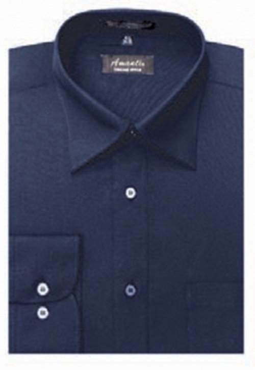 Amanti CL1014-22x34-35 Amanti Mens Wrinkle Free Navy Dress Shirt - Nav