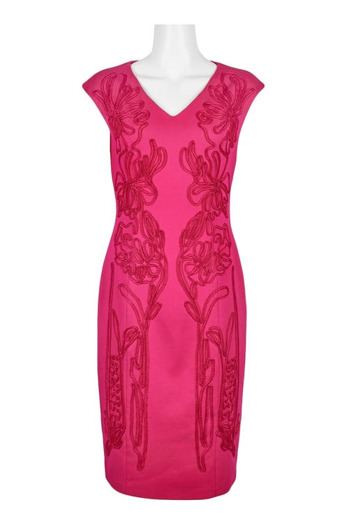 JS Collections V-Neck Sleeveless Bodycon Zipper Slit Back Embellished