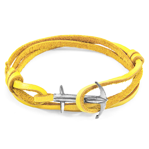 Mustard Yellow Admiral Silver & Leather Bracelet