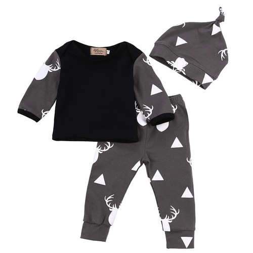 2019 Toddler Baby Boys Girl Deer Print 3Pcs