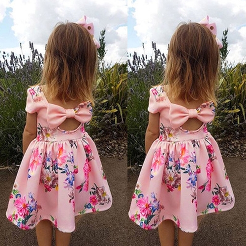 Baby Girls Floral Print Bowknot Princess