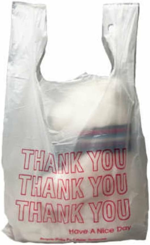 PUREVACY White Plastic Thank You Bags with Handles 15 x 7 x 26,