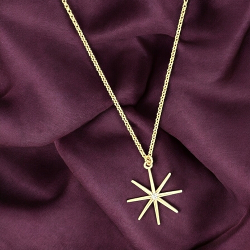 Handmade North Star Gold Plated Sterling Silver Charm Pendant 