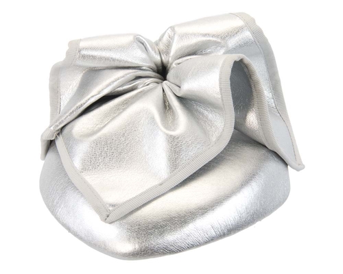 Silver leather racing pillbox fascinator