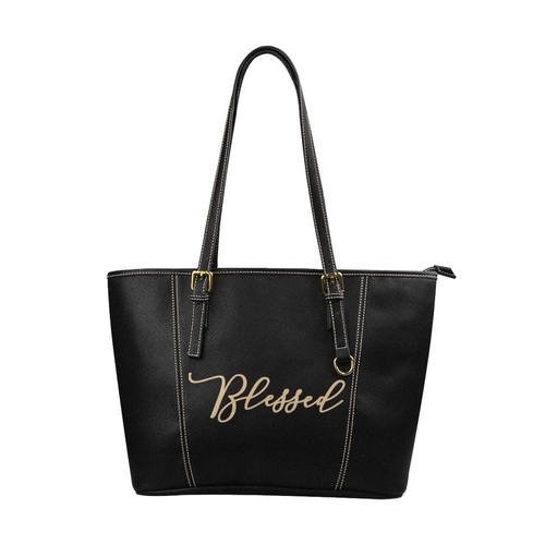 Large Leather Tote Shoulder Bag - Blessed Illustration