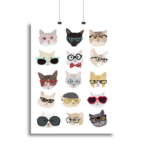 Cats With Glasses Canvas Print or Poster