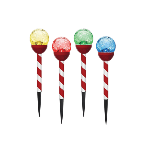 Christmas By Sas 24PCE Solar Candy Cane Stakes With Crackle Balls LED