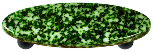 Hot Knobs HK8053-POB Granite Light Metallic Green & White Oval Glass C