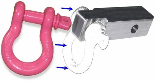 2 inch (Aluminum) Receiver Bracket w/ HOT PINK Powdercoated D-Shackle 