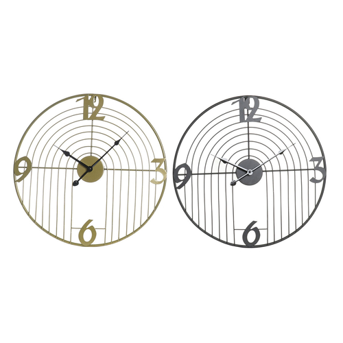 Wall Clock DKD Home Decor Black Golden Metal Modern 45 x 3 x 45 cm (2