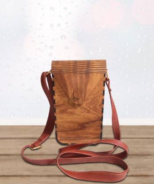 All craft exim Wooden Mobile Purse Decorative Showpiece 