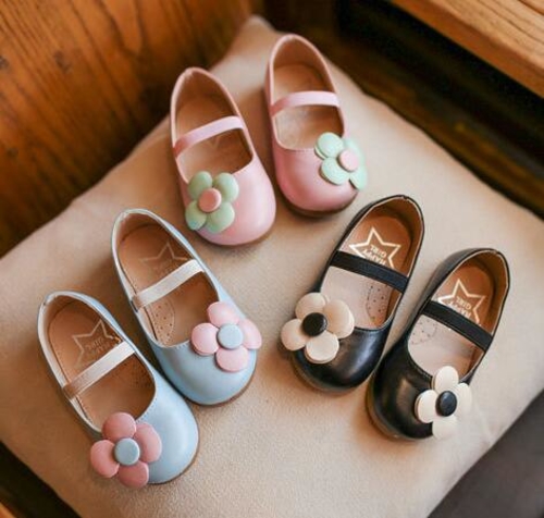 2019 new flower style baby girls shoes PU leather