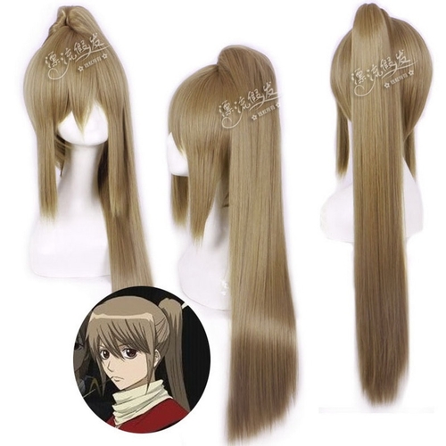 GINTAMA Okita Sougo Brown Blonde Long Ponytail Wig