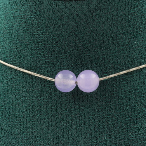 Lavender Chalcedony 2 beads 8 mm necklace