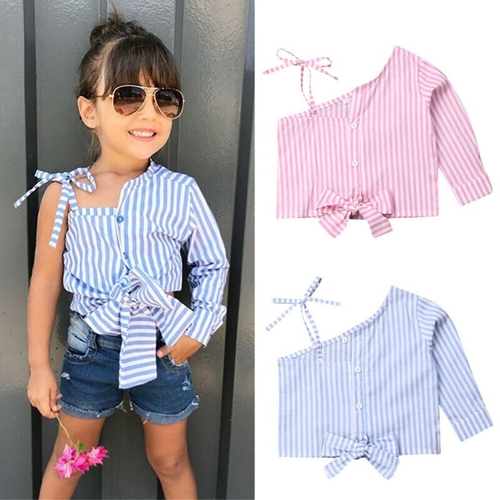 Shirt cotton Baby Girl Kid Off Shoulder Summer