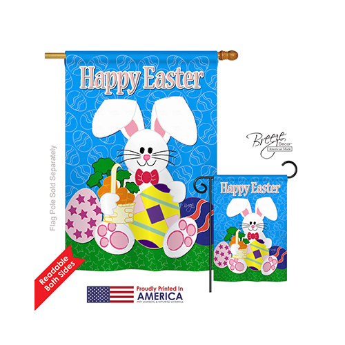 Breeze Decor 03029 Easter Happy Bunny 2-Sided Vertical Impression Hous