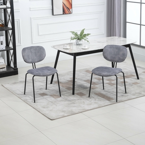 HOMCOM Mid-Century Dining Chairs Upholstered Fabric Accent Chairs with