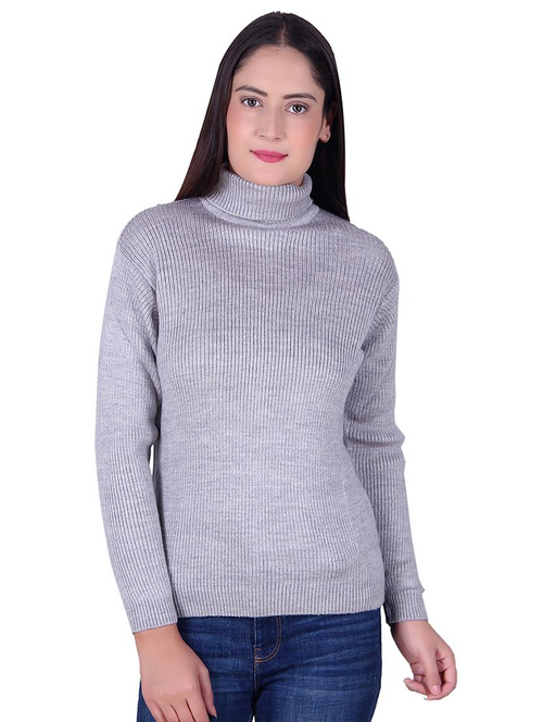 Women's Woollen High Neck Full Sleeves Pullover Sweaters for Winters  