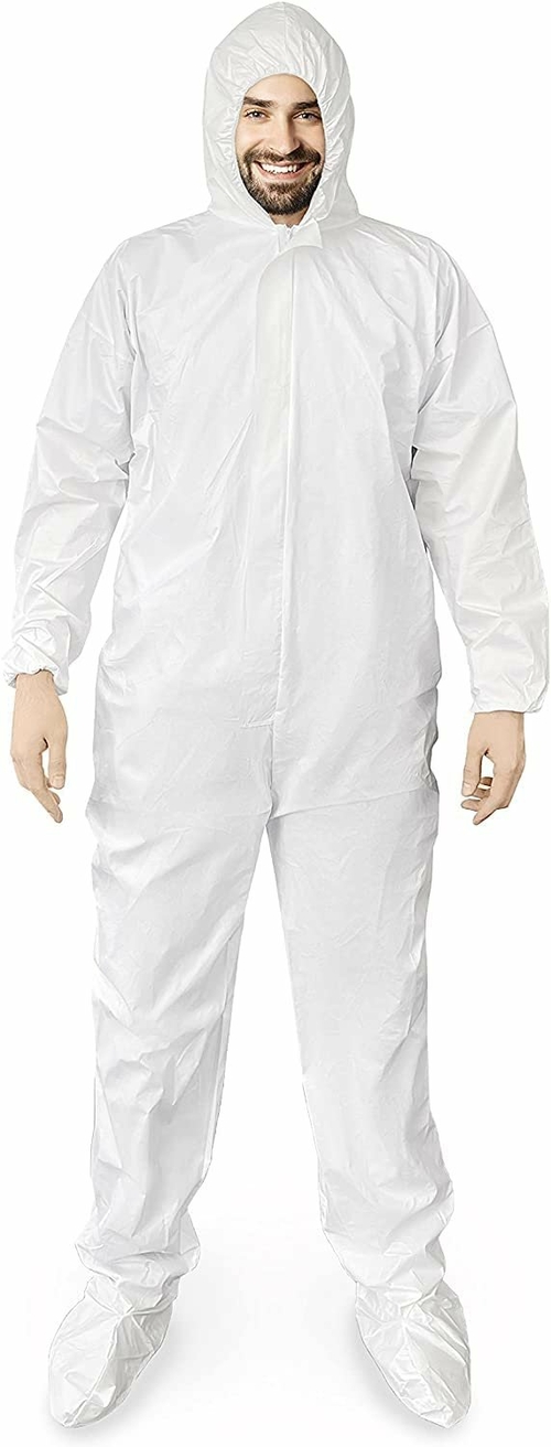 AMZ Disposable White Polypropylene Coveralls 60 gsm.