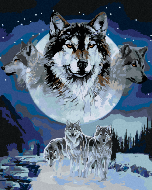 Zuty - Paint by Numbers - WOLVES AND THE FULL MOON (AL AGNEW), 40x50