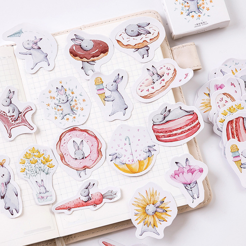 45PCS/PACK Cute Rabbit Sticker Diary Marker