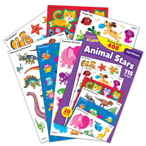 Trend Enterprises T-46928 Animal Star Large Variety Pack Stickers