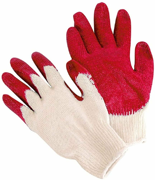 Pack of 24 Red Latex Palm Coated Knit Gloves 9" L Size. Cotton