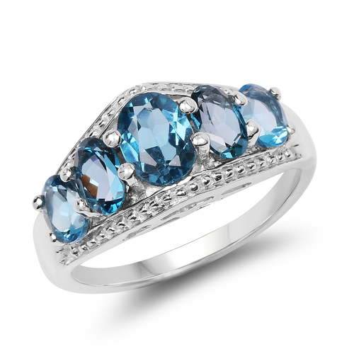 3.30 Carat Genuine London Blue Topaz .925 Sterling Silver Ring