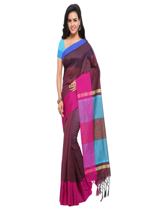 Generic Women's Cotton Silk Saree (Multi, 5-6