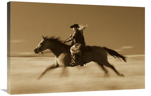 Global Gallery GCS-453699-2436-142 24 x 36 in. Cowgirl on Horse Runnin