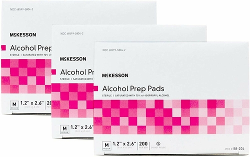 Alcohol Prep Pads. Case of 4000 Pads 1.2 x 2.6 inch for Skin