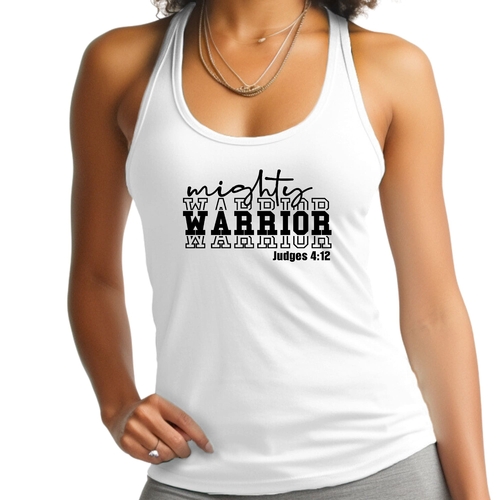 Womens Fitness Tank Top Graphic T-shirt - Mighty Warrior Black