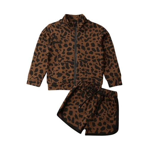 1 6Y Toddler Baby Girl Clothes Sets Leopard Long