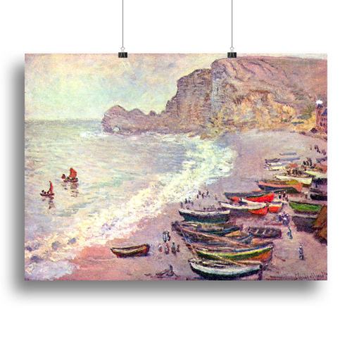 Etretat the beach and La Porte d'Amont by Monet Canvas Print or Poster