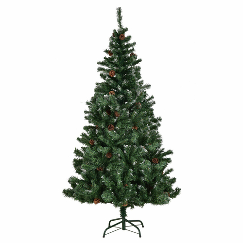 6ft Artificial Christmas Tree with Snow and Pine Cones