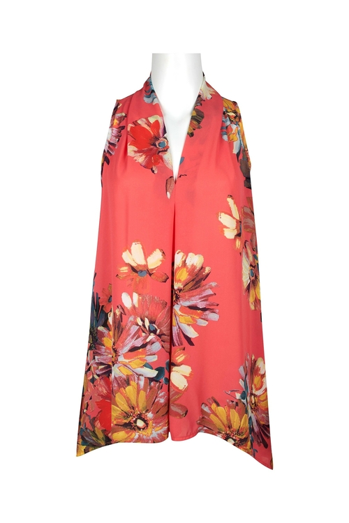 Spense V-Neck Sleeveless Floral Print Polyester Top