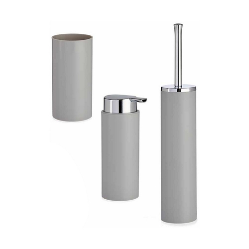 Bath Set Grey Silver Plastic